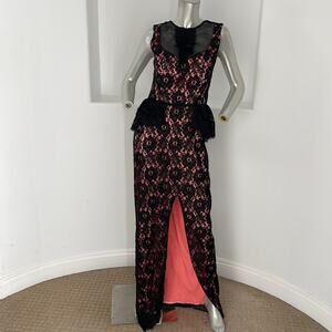 Unbranded Formal Maxi Lace Dress  Black Made in Italy Size M